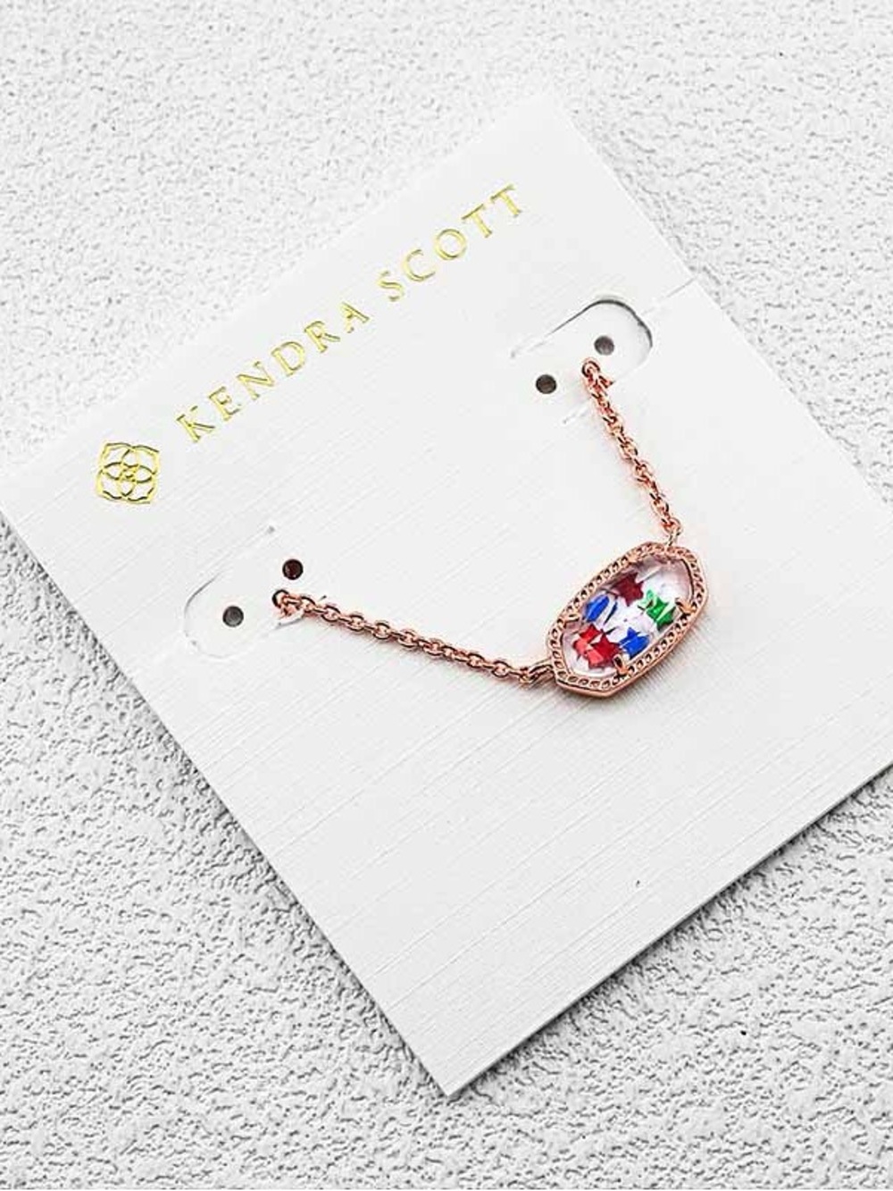 Kendra Scott Rose Gold Necklace with Multi-Colored Stone